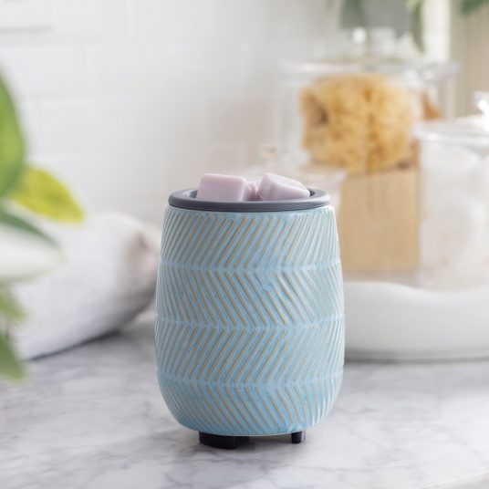 Blue Herringbone Flip Dish Wax Warmer