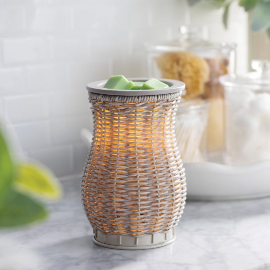 Gray Washed Wicker Illumination Wax Warmer