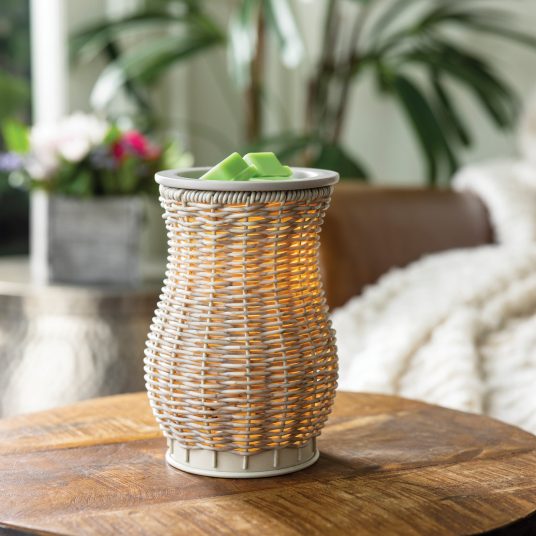 Gray Washed Wicker Illumination Wax Warmer